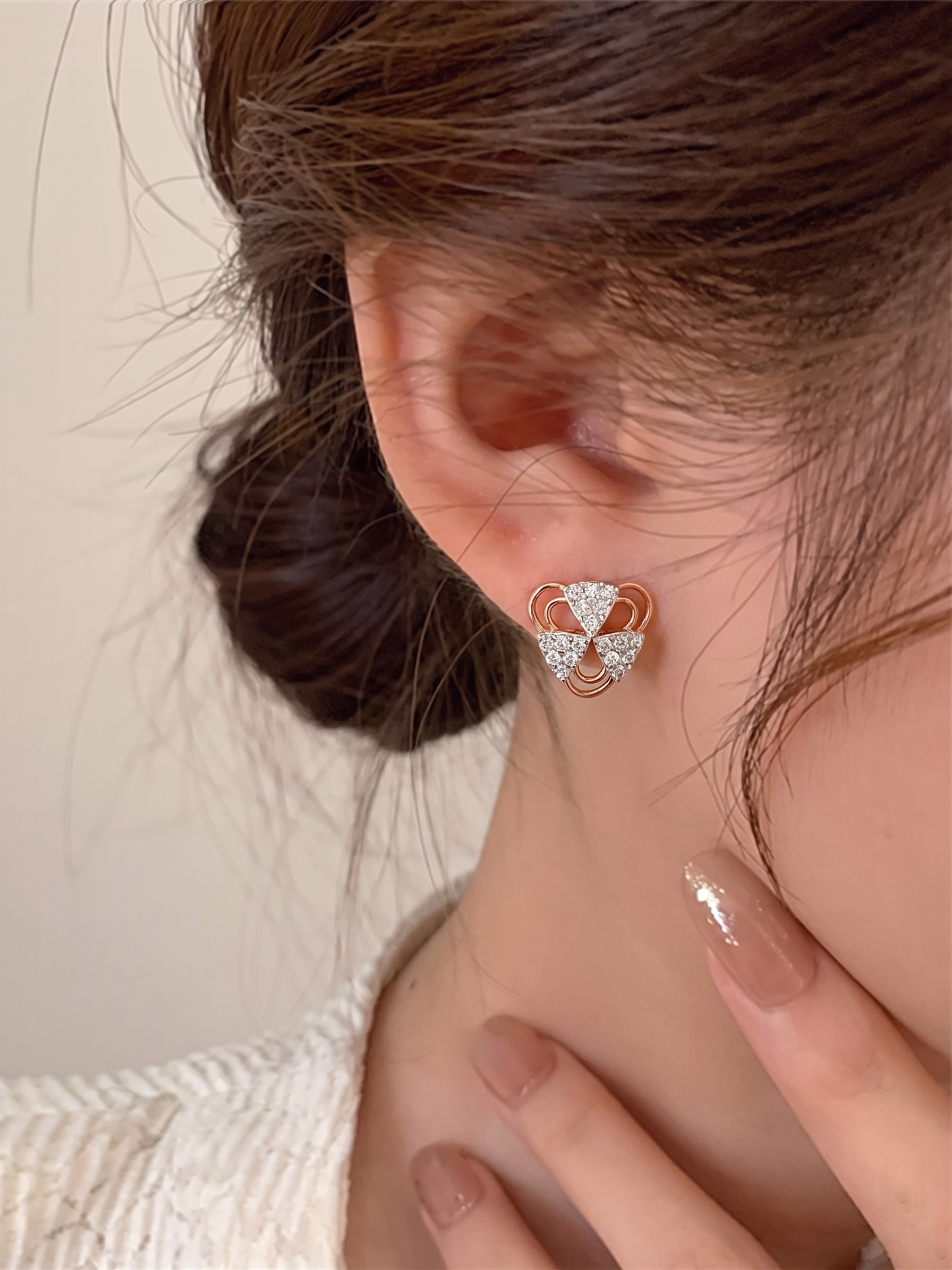 Tri-Petal Floral Stud Earrings