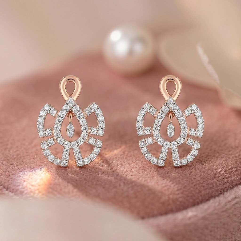 Ornamental Teardrop Stud Earrings