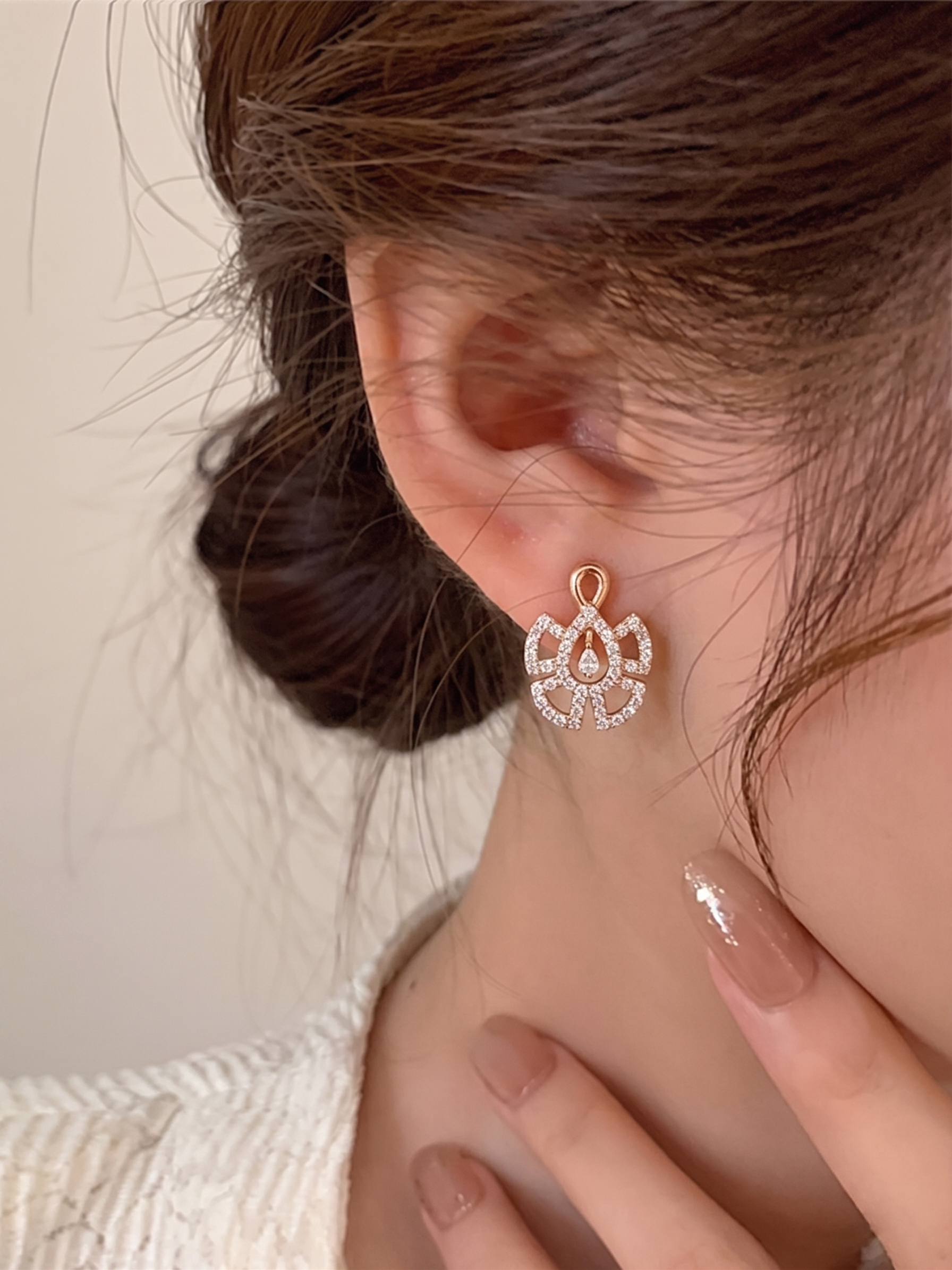 Ornamental Teardrop Stud Earrings