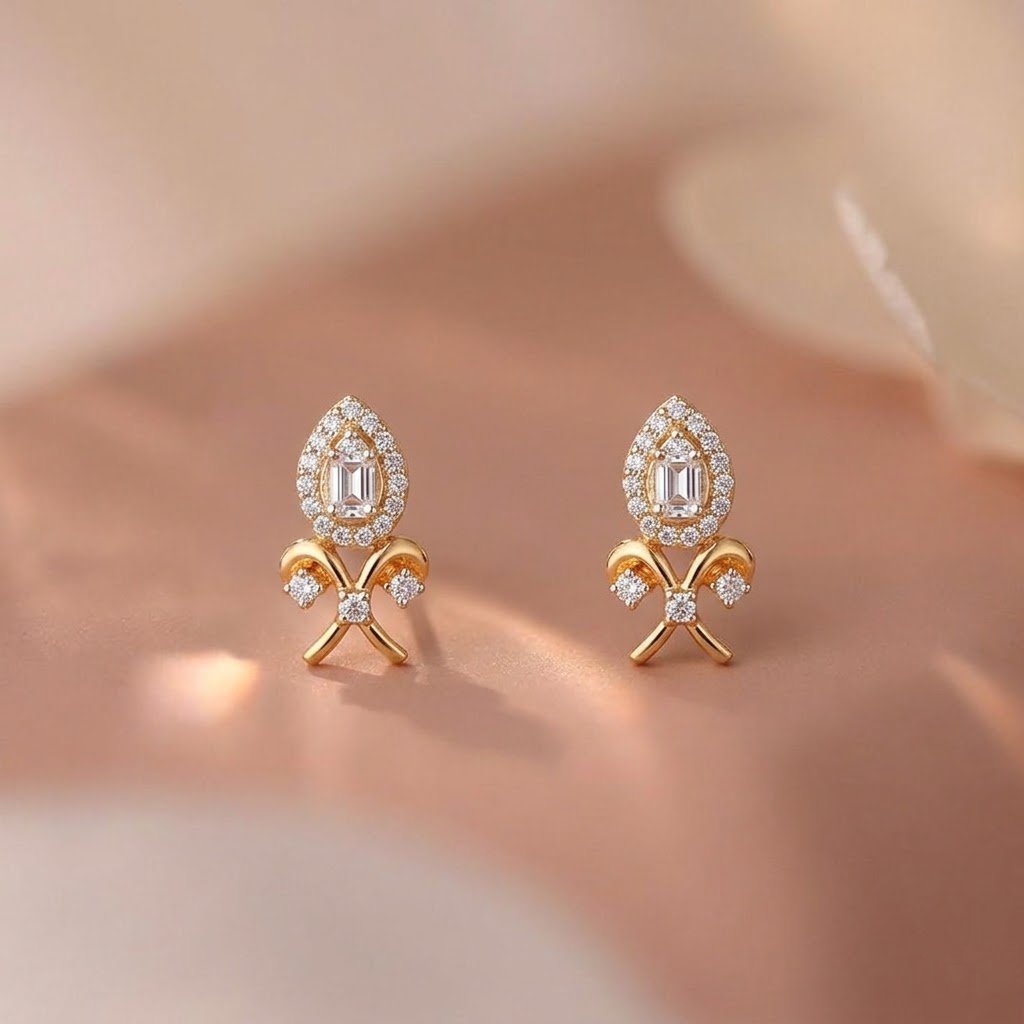 Pear-Shaped Ornamental Stud Earrings
