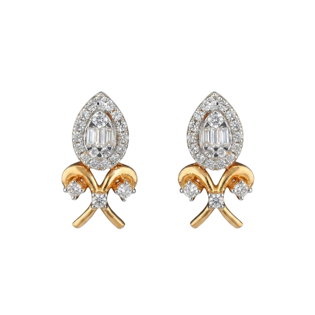 Pear-Shaped Ornamental Stud Earrings