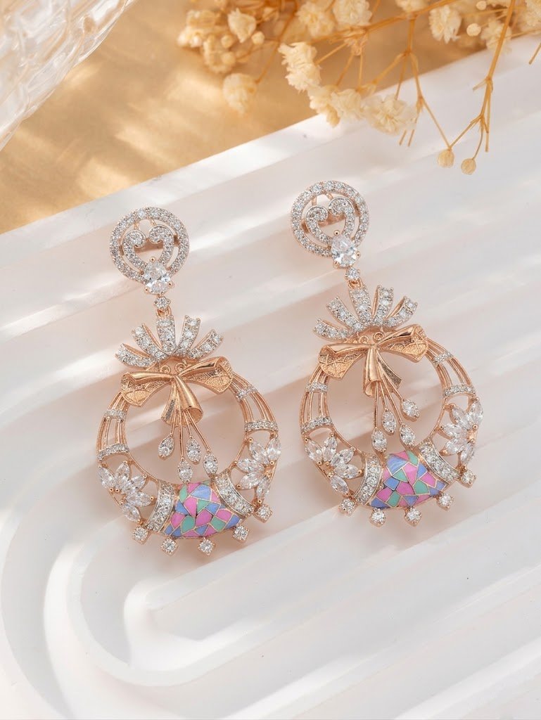 Whimsical Ribbon Wreath Drop Earrings
