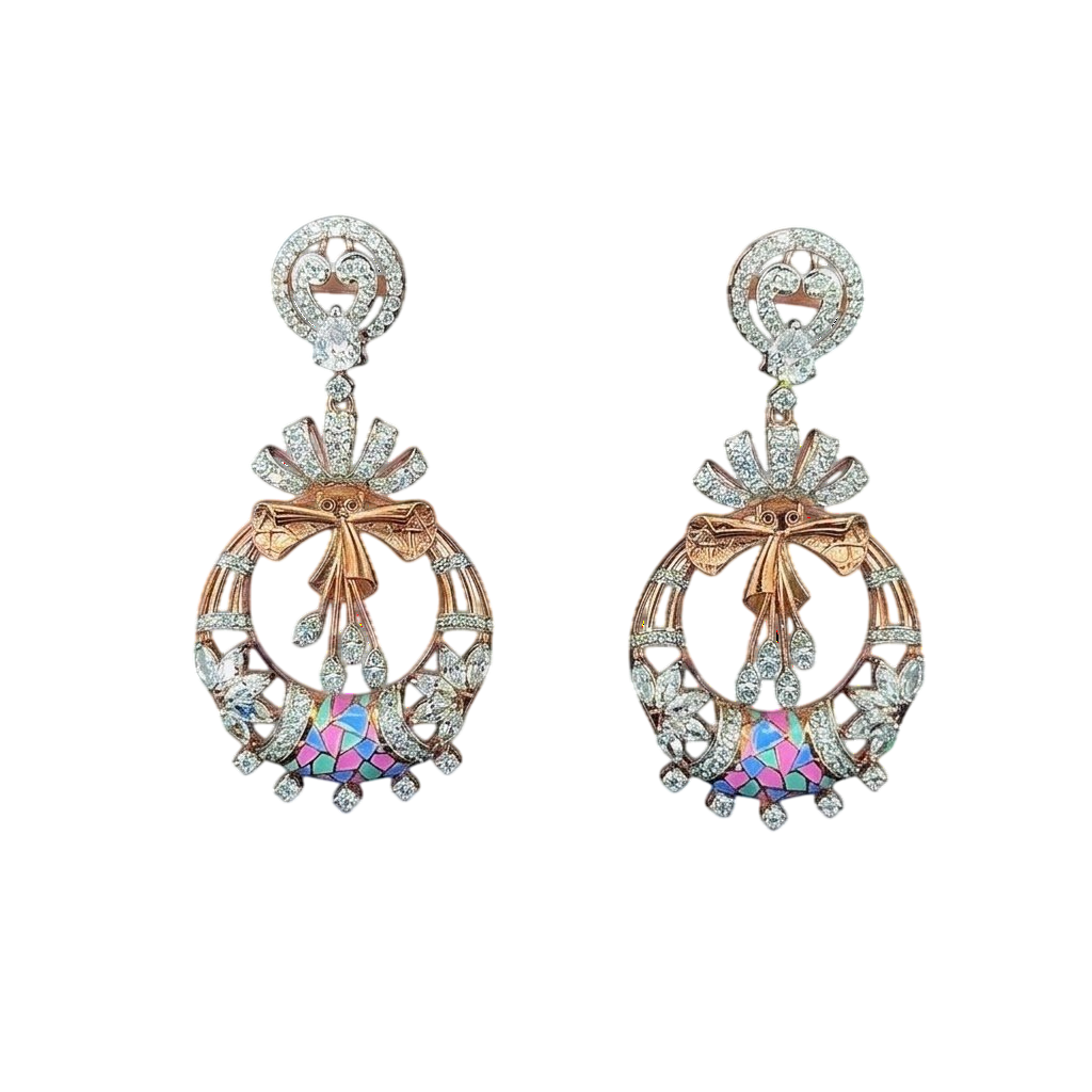 Whimsical Ribbon Wreath Drop Earrings