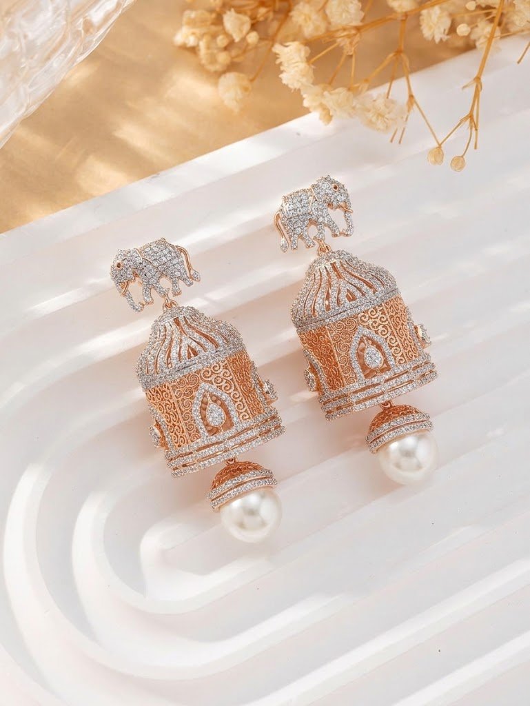 Majestic Elephant Motif Jhumka Earrings