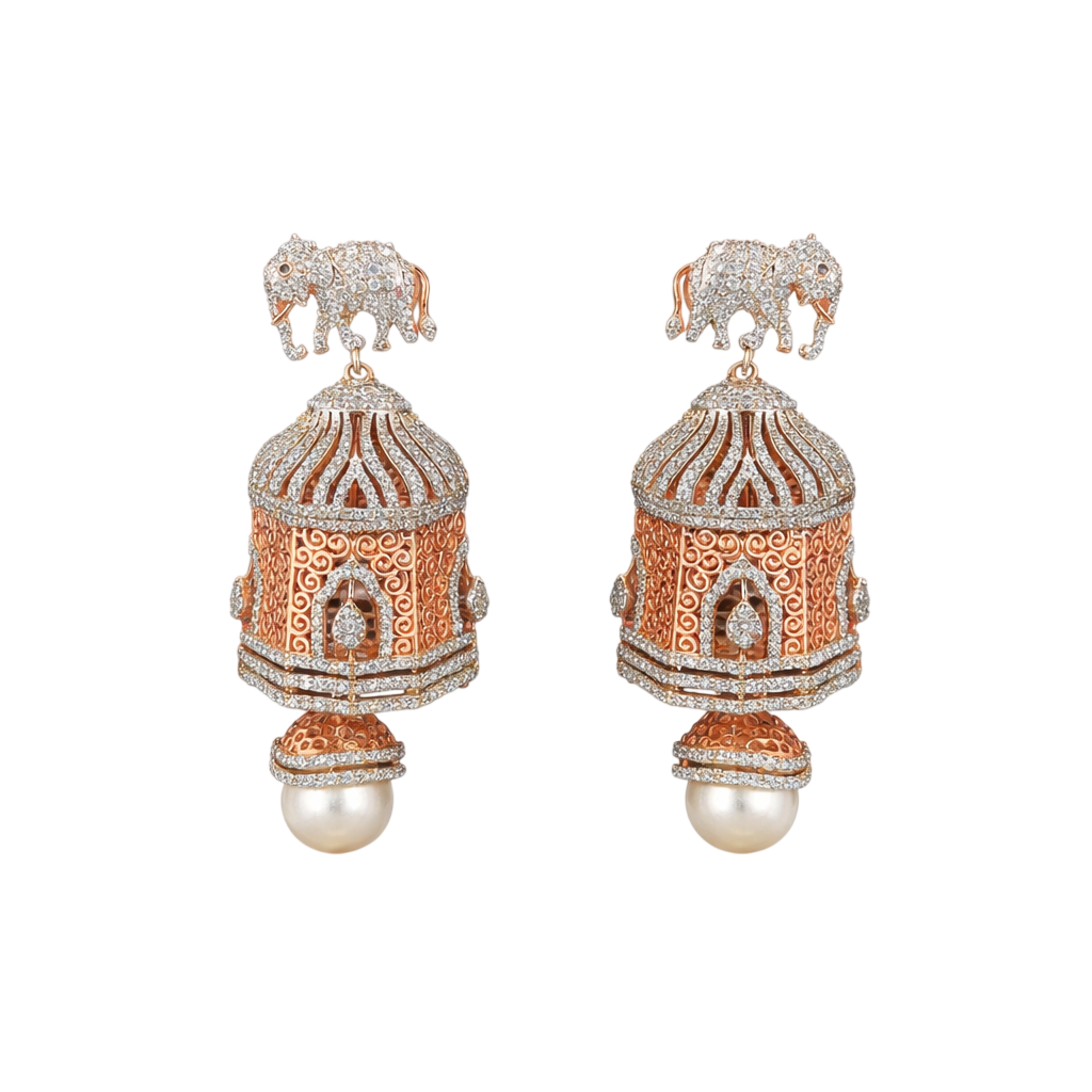 Majestic Elephant Motif Jhumka Earrings