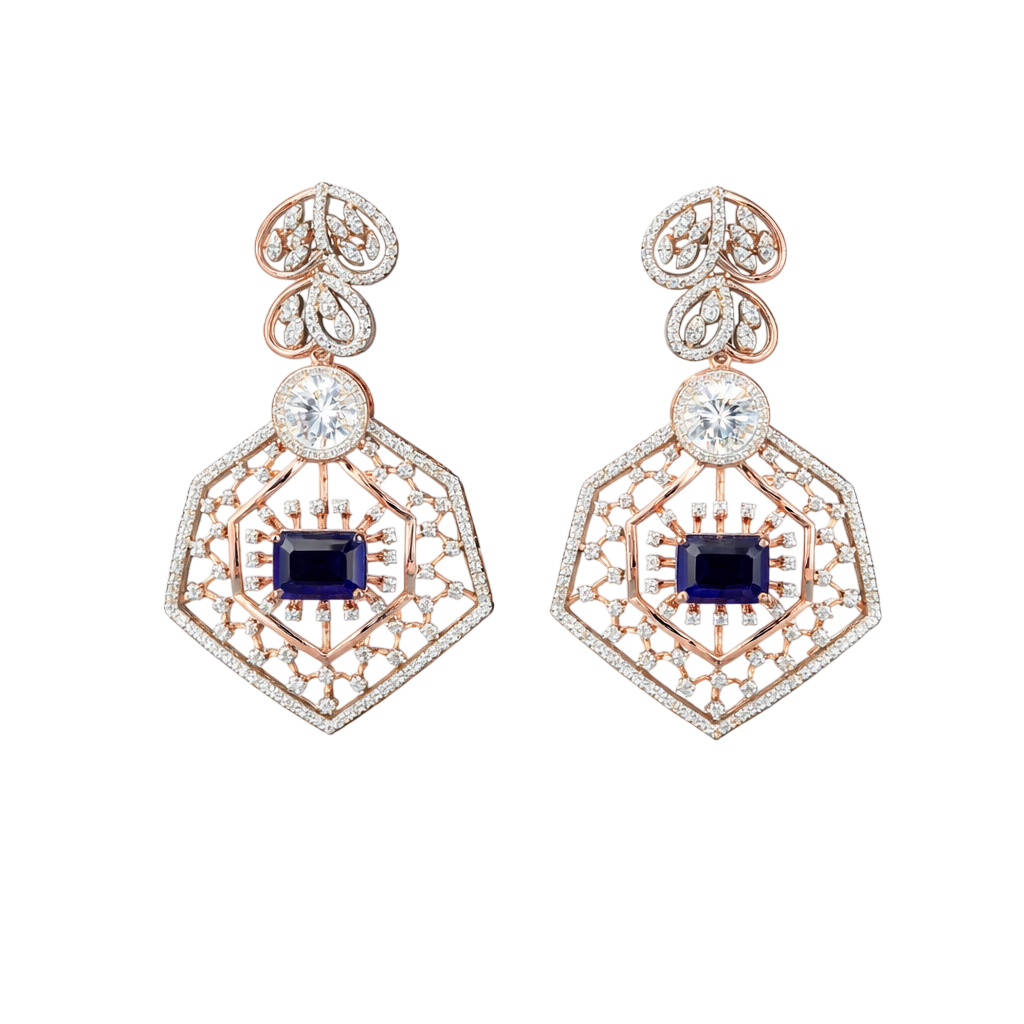 Geometric Sapphire Statement Earrings