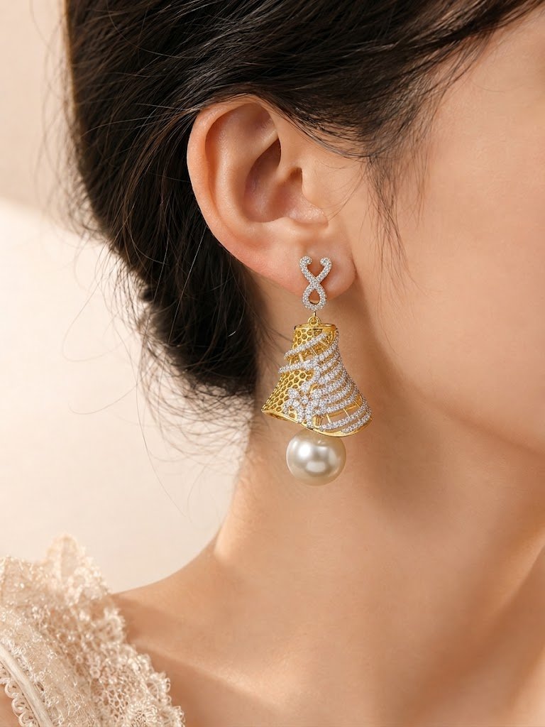 Infinity Elegance Pearl Bell Earrings
