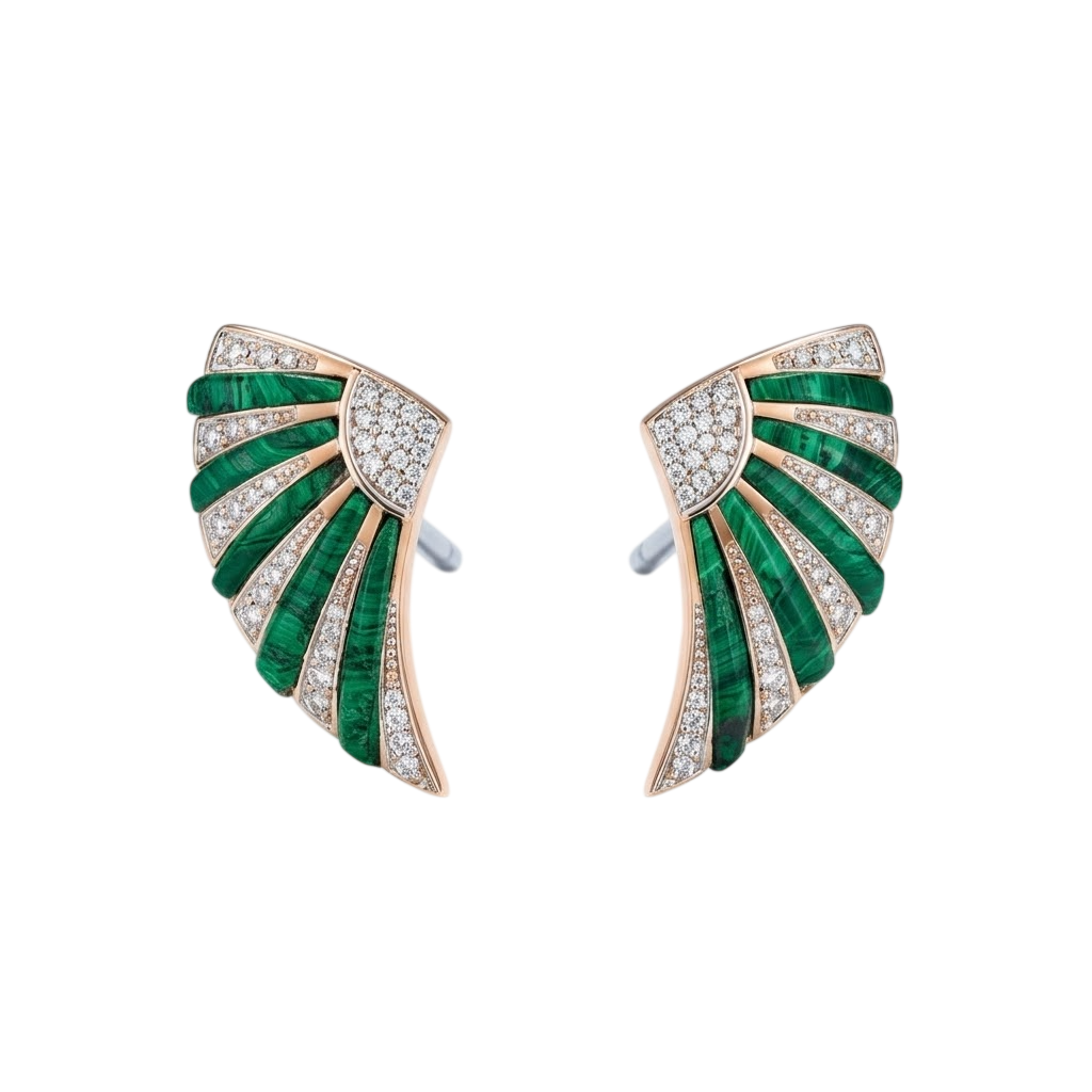 Art Deco Fan Malachite Earrings