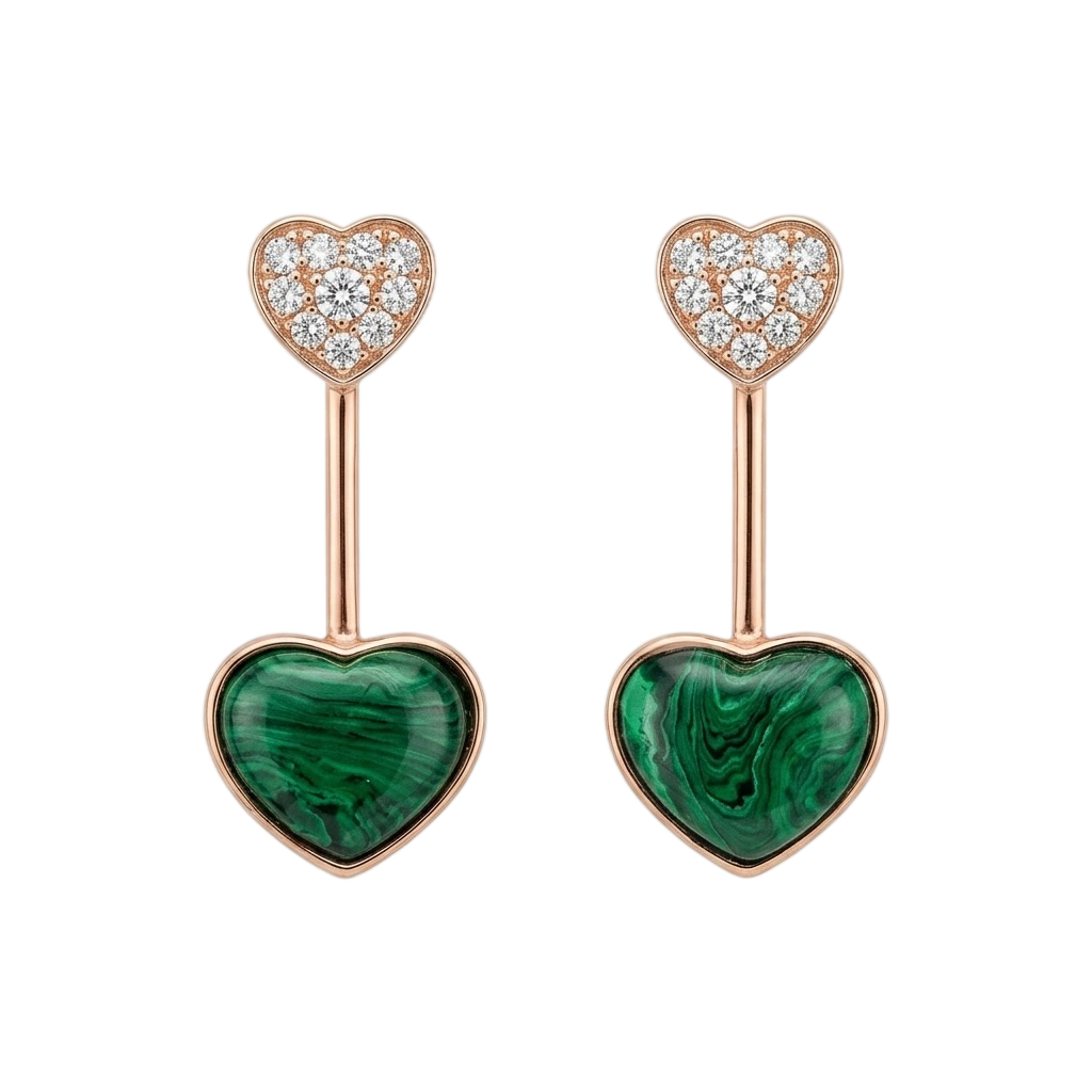 Malachite Heart Drop Earrings