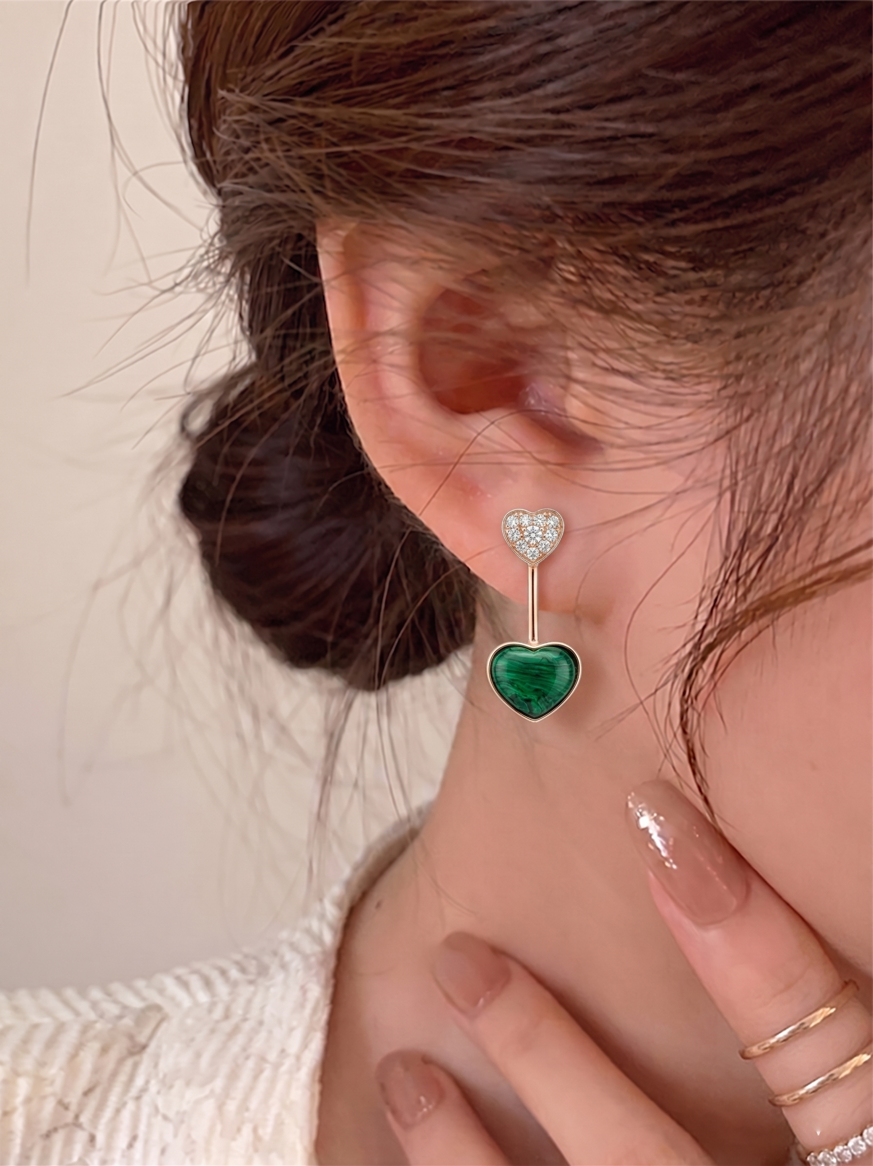 Malachite Heart Drop Earrings