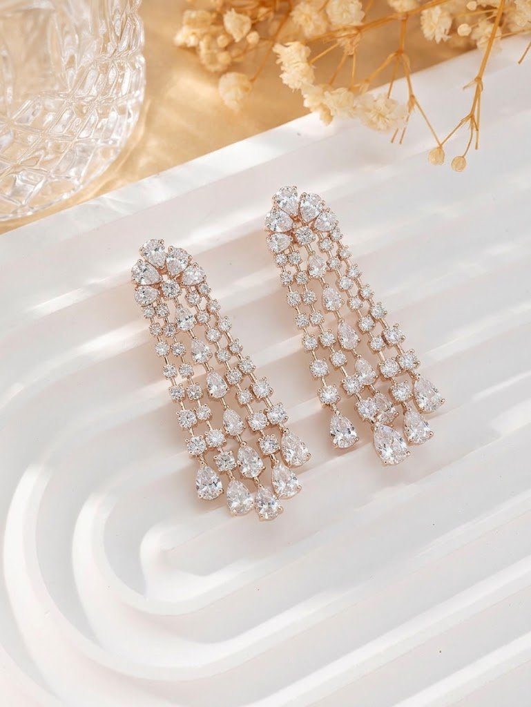 Cascading Pear-Cut Diamond Tassel Earrings