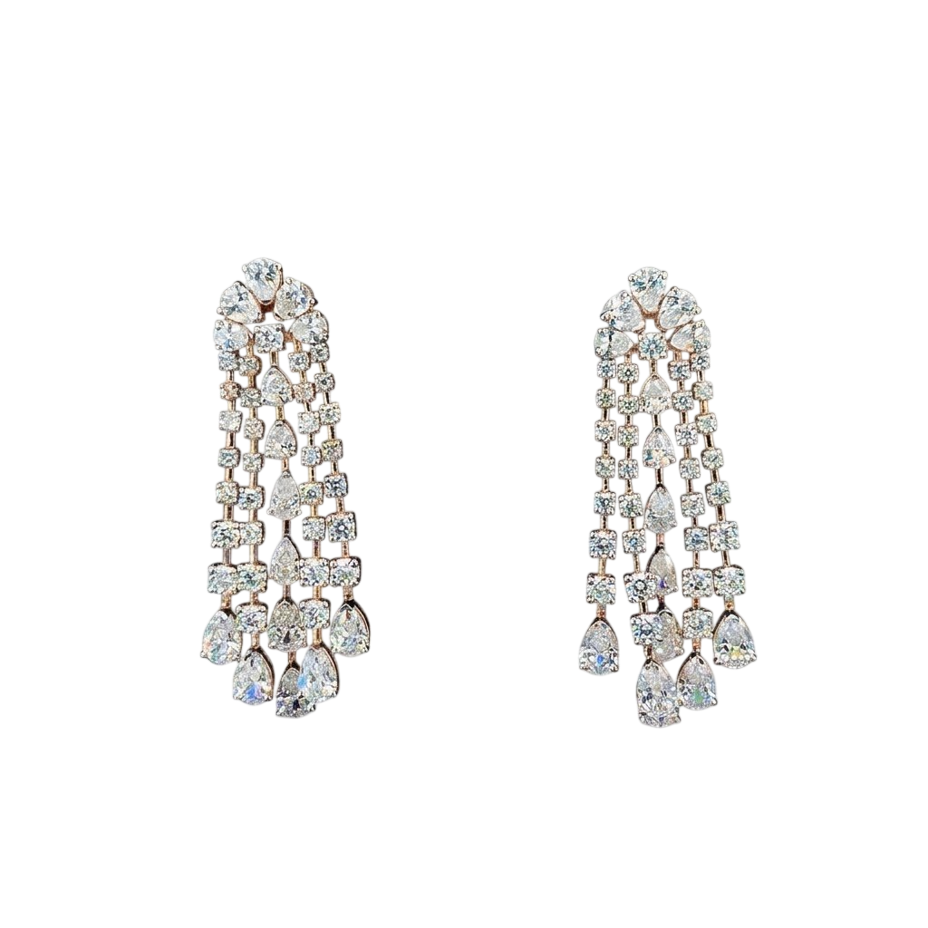 Cascading Pear-Cut Diamond Tassel Earrings