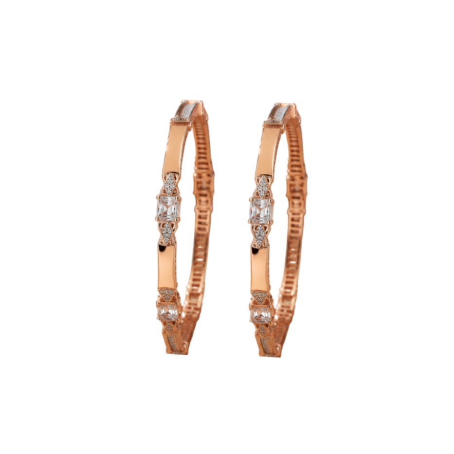 Modern Baguette and Pavé Accent Bangles