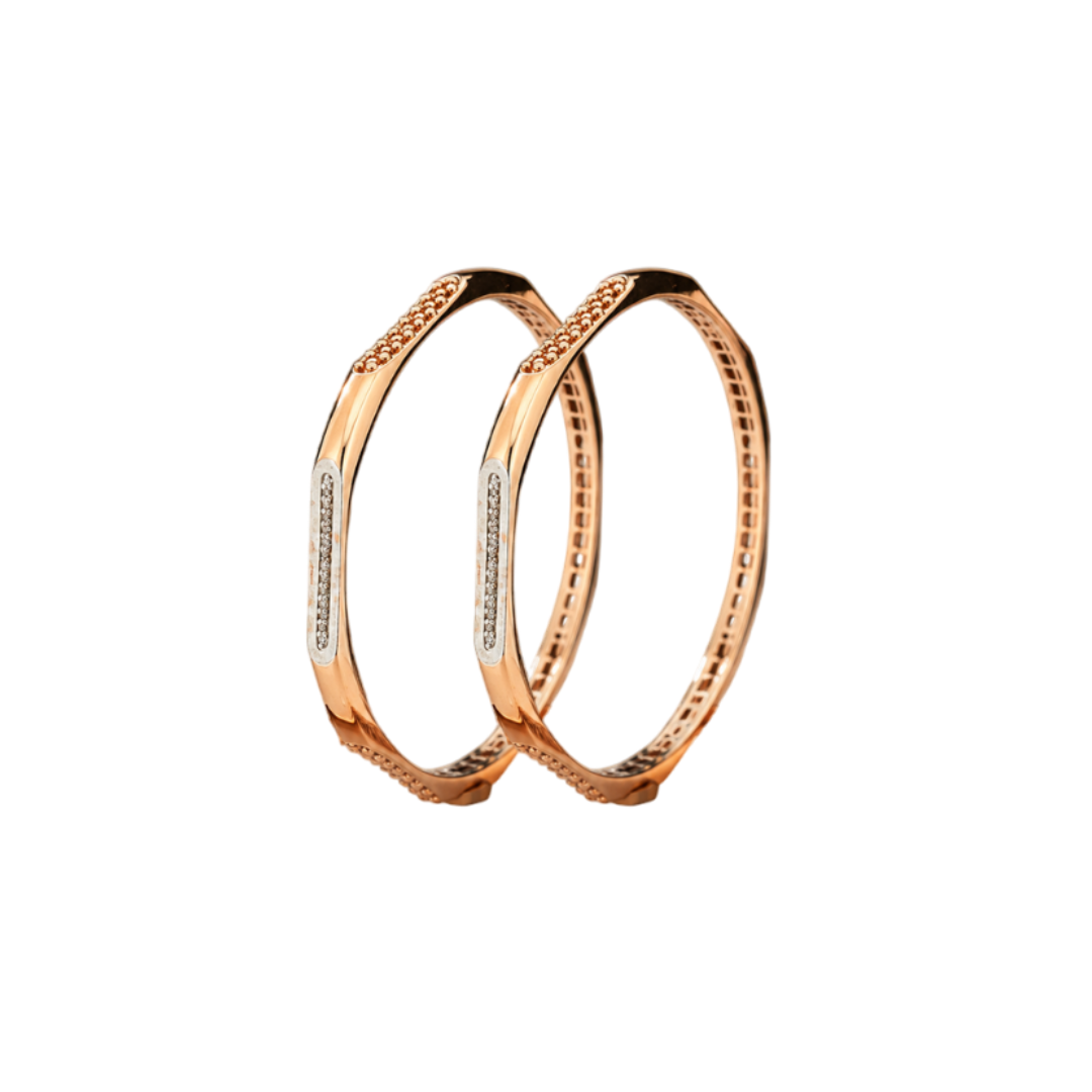 Modern Sleek Pavé-Accent Solid Bangle