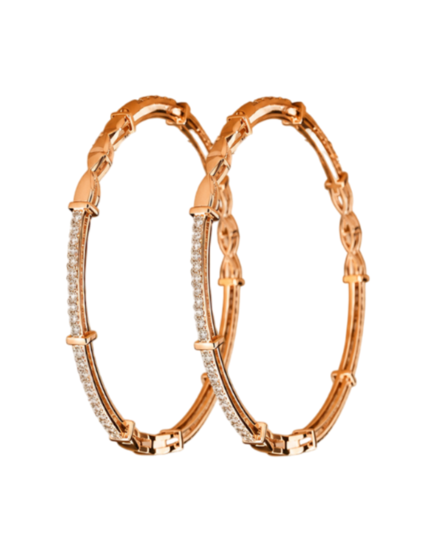 Modern Geometric Diamond-Embellished Hoop Earrings
