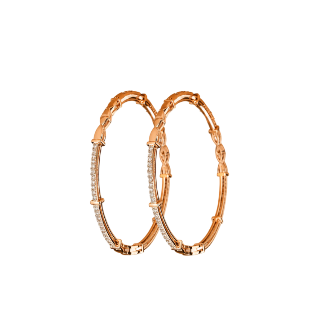 Modern Geometric Diamond-Embellished Hoop Earrings