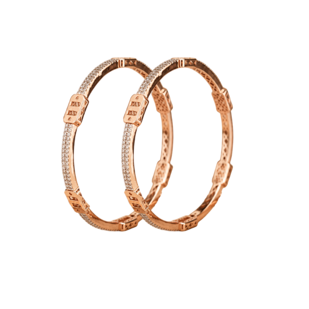 Modern Pavé-Encrusted Structural Bangles