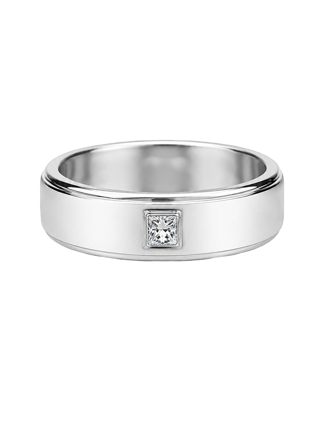 Sleek Bezel-Set Princess Diamond Ladies Band