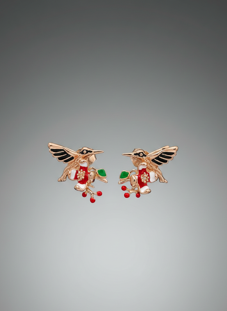 Golden Hummingbird Bloom Pendent Set