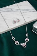 Blush Teardrop Elegance Silver Set