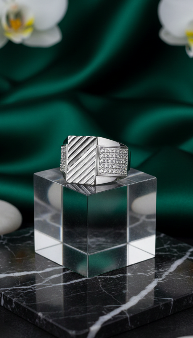 Royal Stride Silver Statement Ring