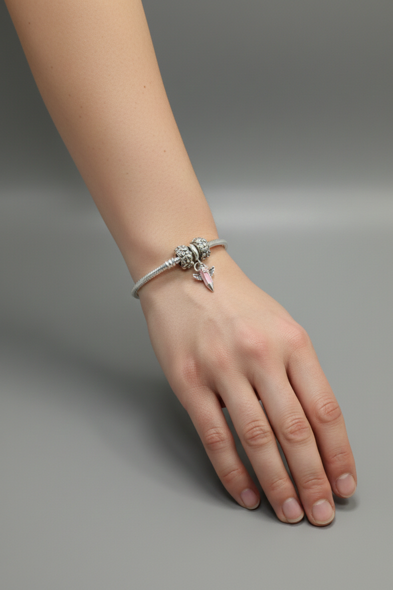 Angel Wing Charm Silver Bracelet