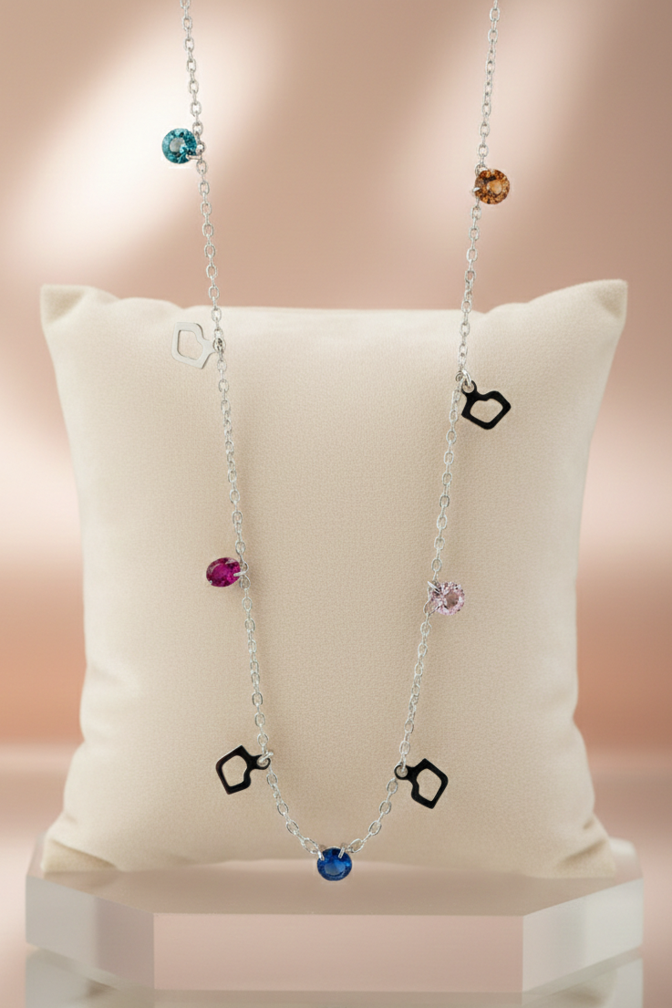 Multicolor Gemstone Station Necklace