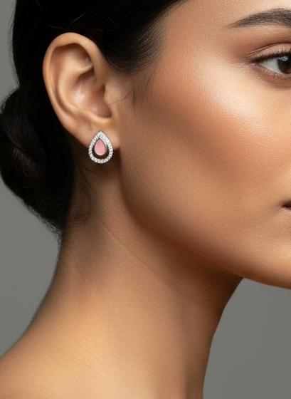 Blush Teardrop Elegance Silver Set