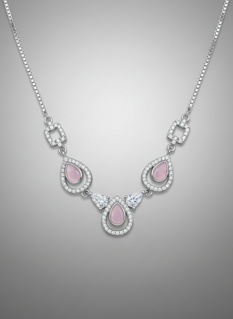 Blush Teardrop Elegance Silver Set