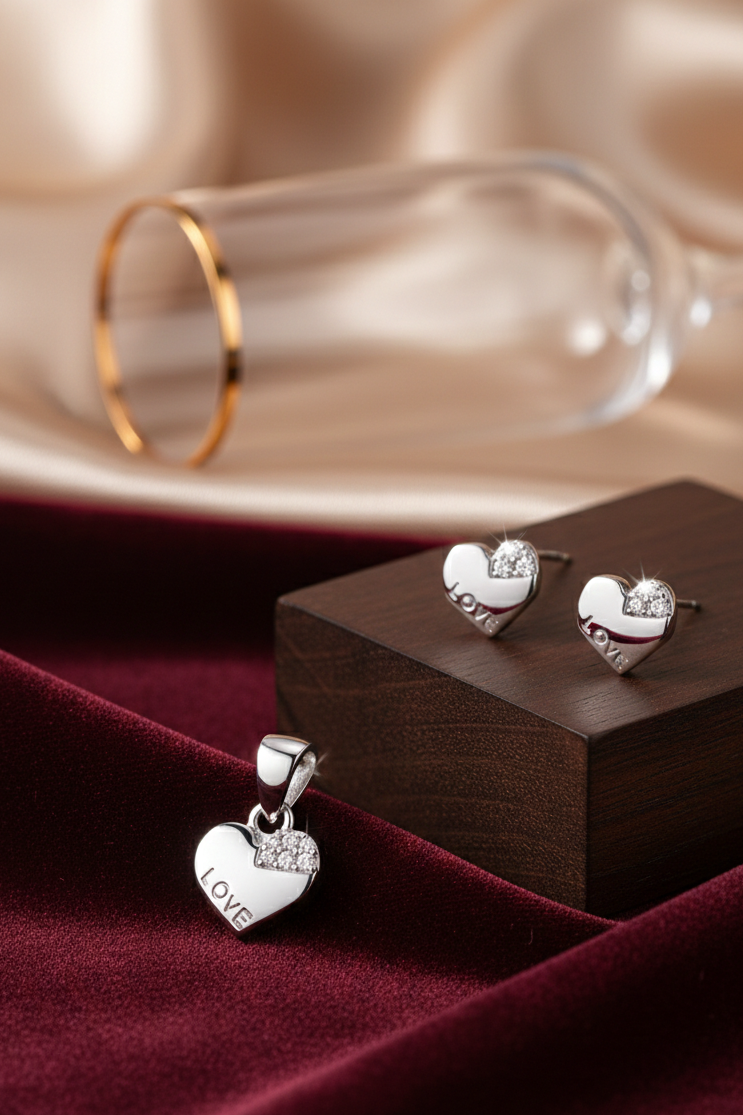 "LOVE" Heart Stud Earrings
