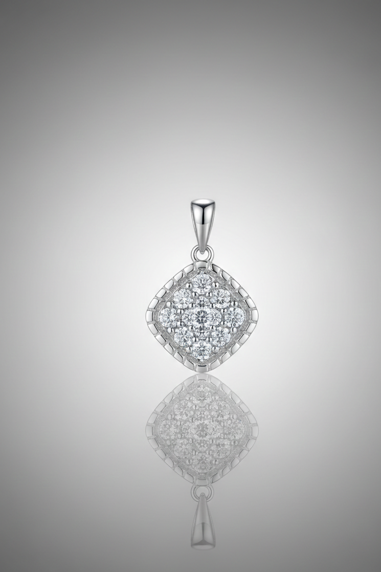 Aurora Cushion Sterling Silver Diamond Jewelry Set