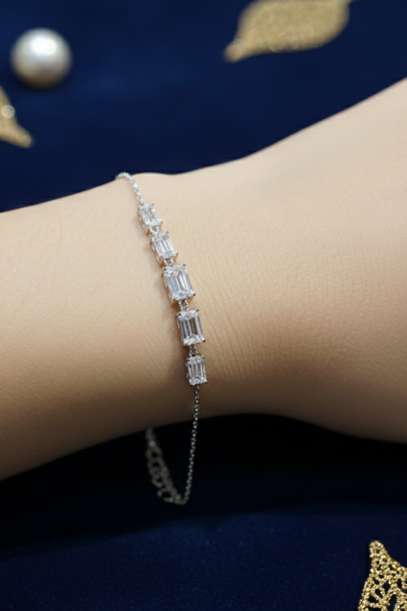 Aurora Baguette Silver Bracelet