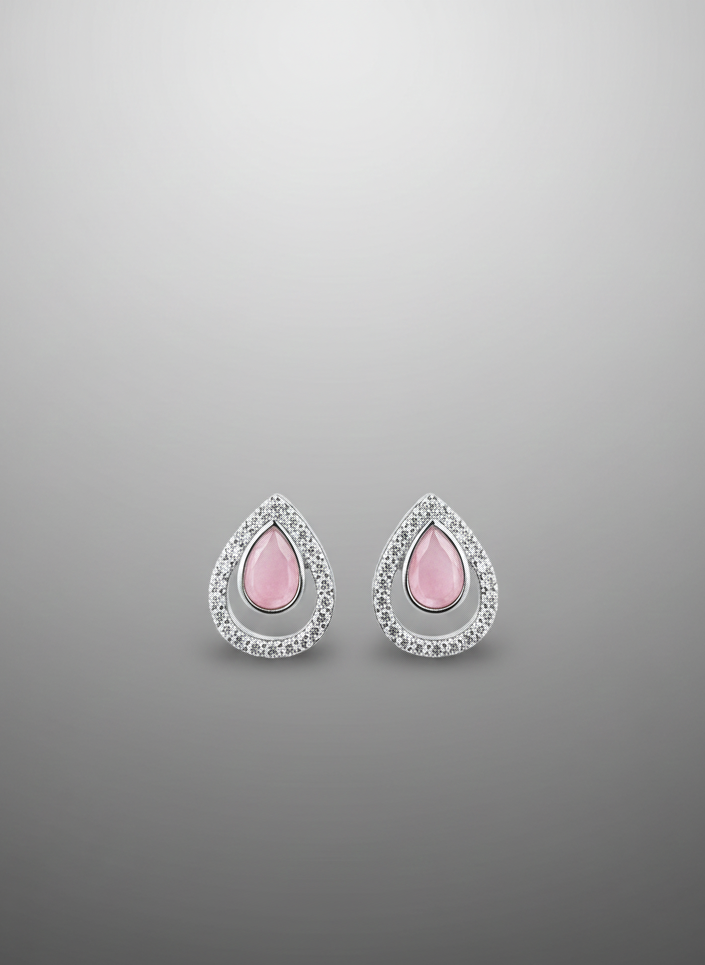 Blush Teardrop Elegance Silver Set