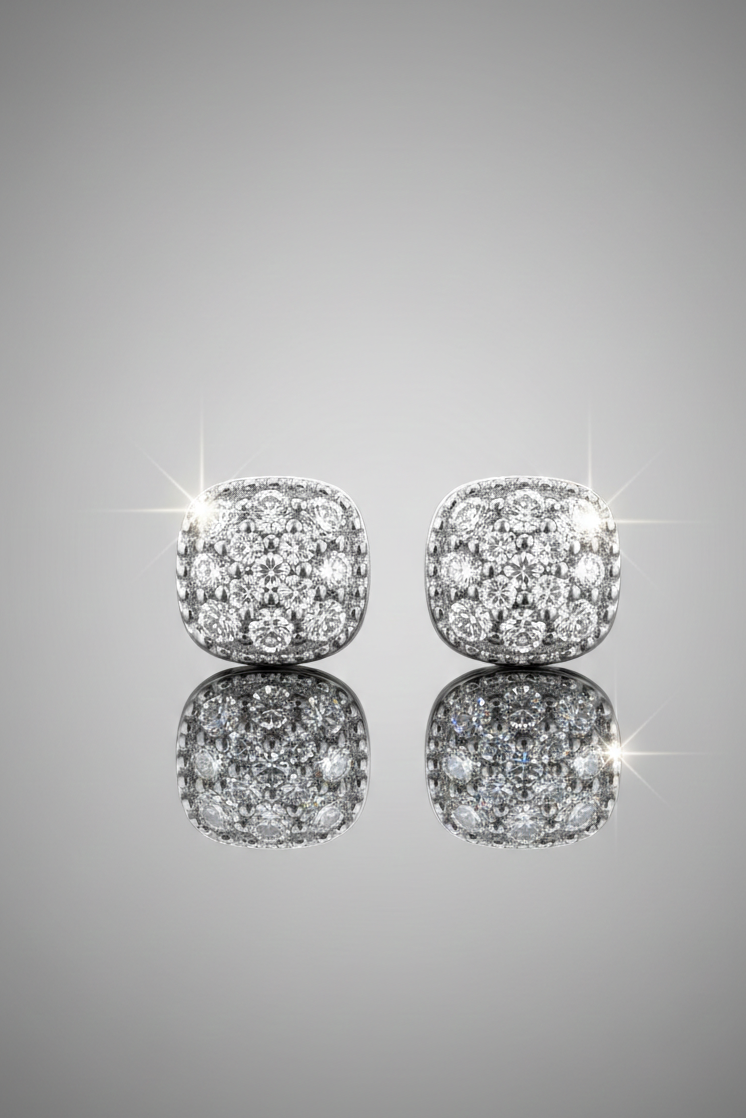 Aurora Cushion Sterling Silver Diamond Jewelry Set