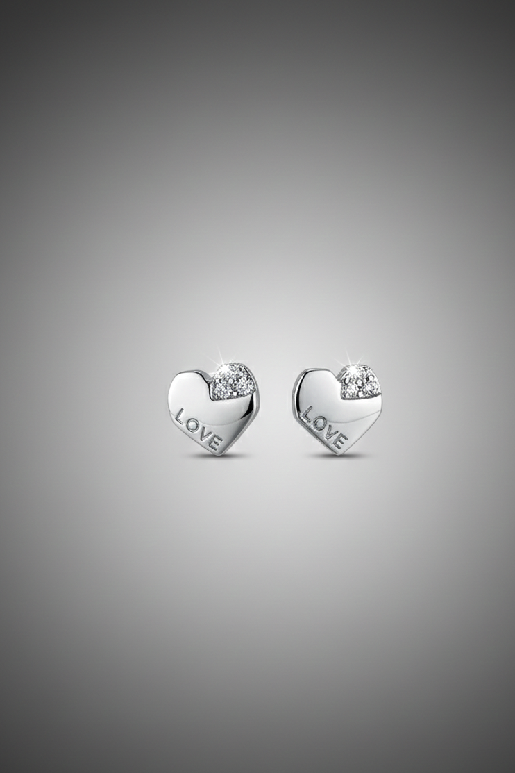 "LOVE" Heart Stud Earrings