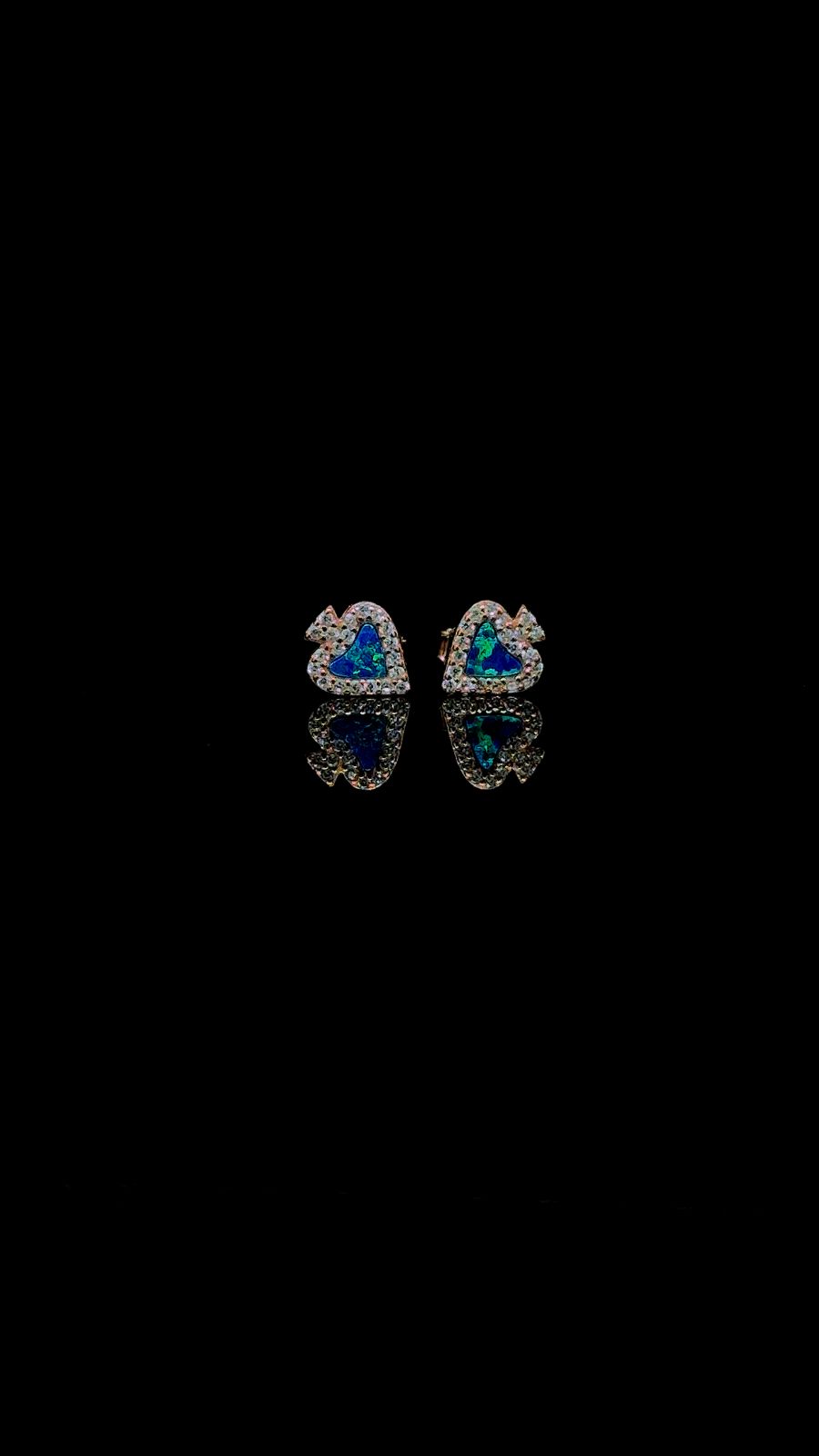 Blue Heart Crystal Stud Earrings