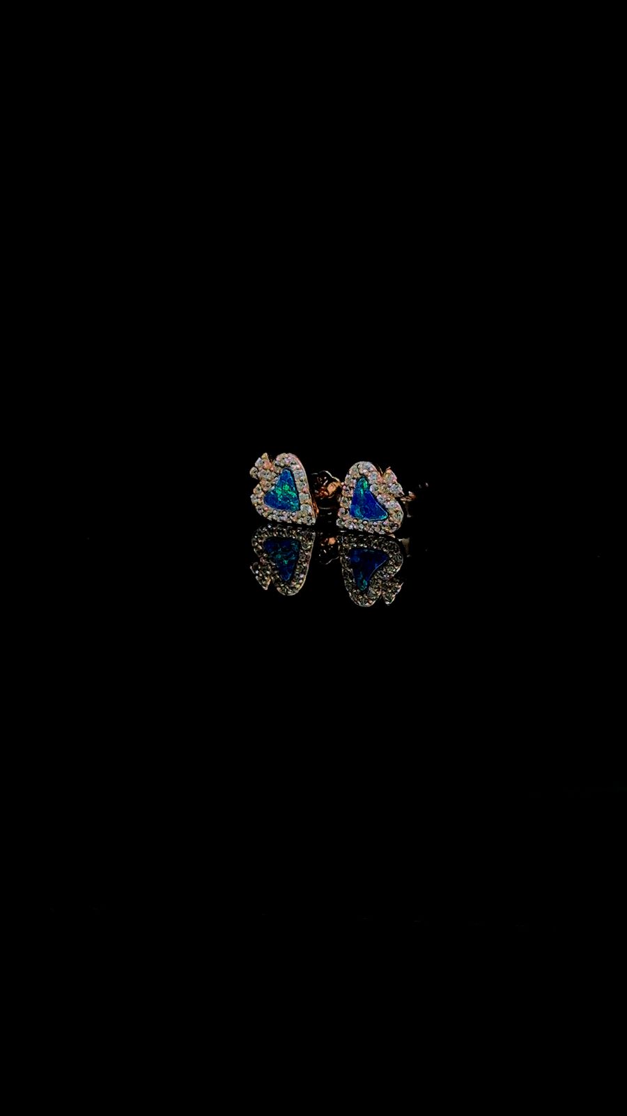 Blue Heart Crystal Stud Earrings