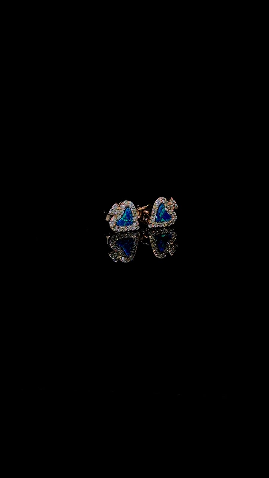 Blue Heart Crystal Stud Earrings