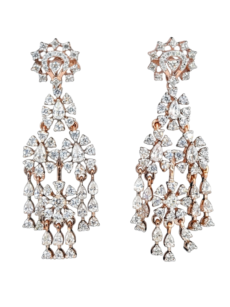Radiant Pear-Cut Floral Tassel Earrings