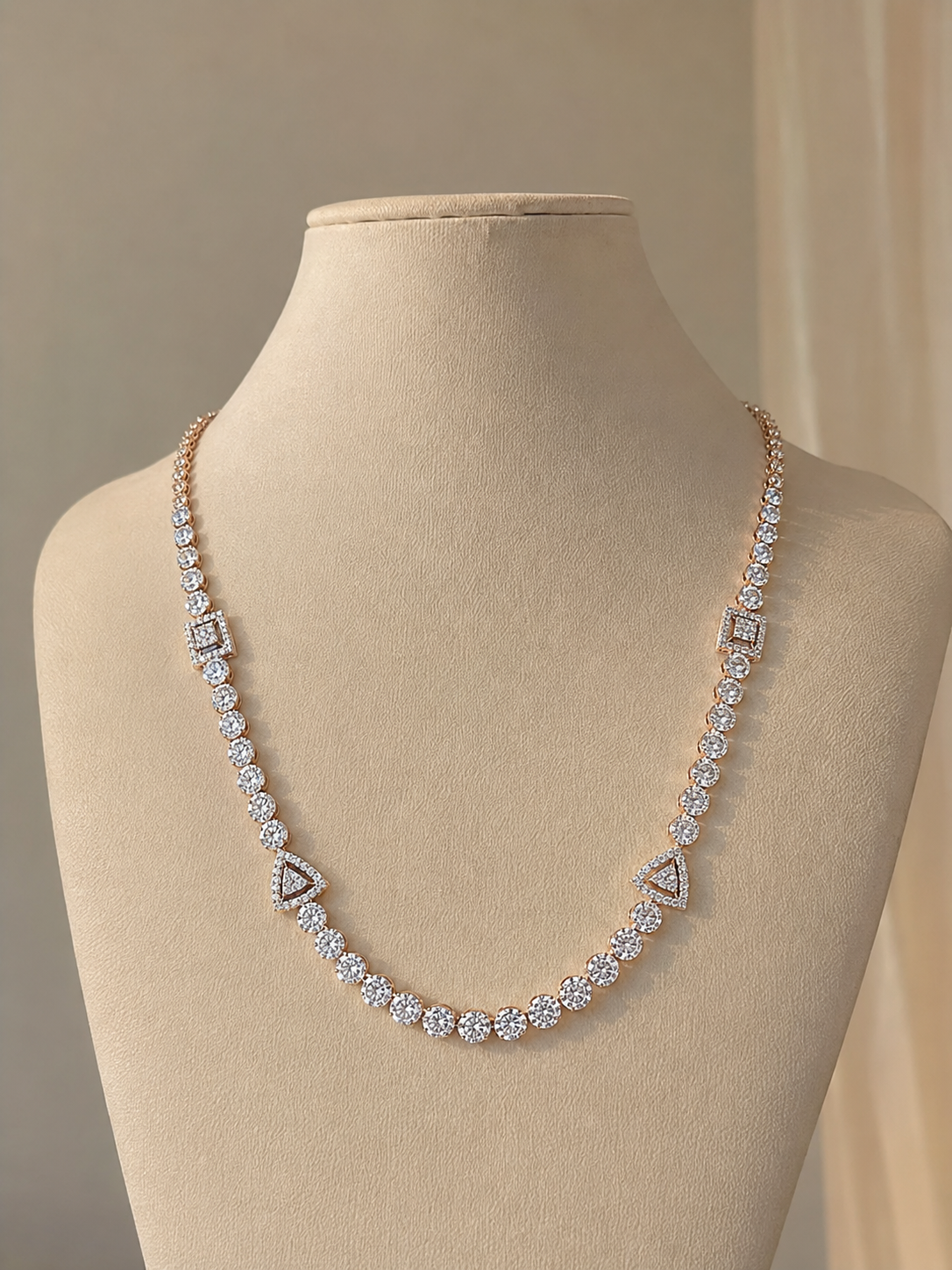 Geometric Solitaire Tapered Necklace