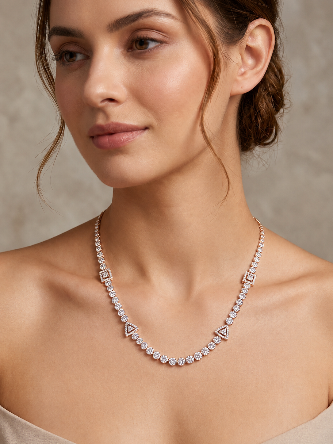 Geometric Solitaire Tapered Necklace