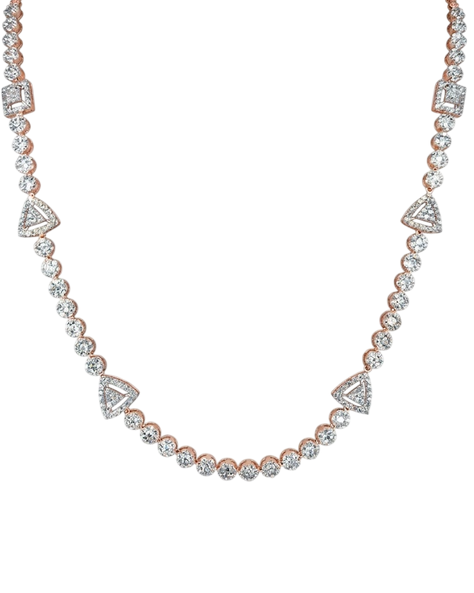 Geometric Solitaire and Triangular Accent Necklace