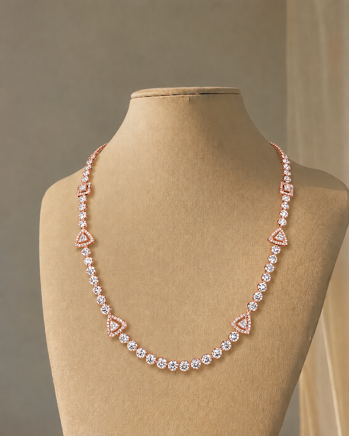 Geometric Solitaire and Triangular Accent Necklace