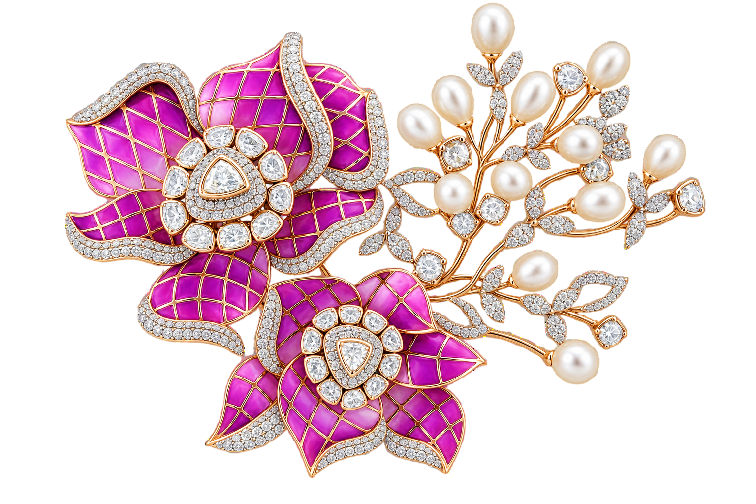 Grand Floral Blossom & Pearl Statement Brooch