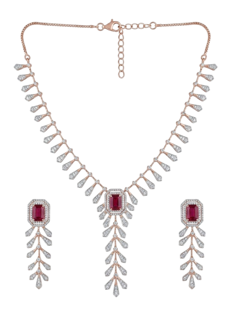 Regal Ruby and Diamond Botanical Statement Set