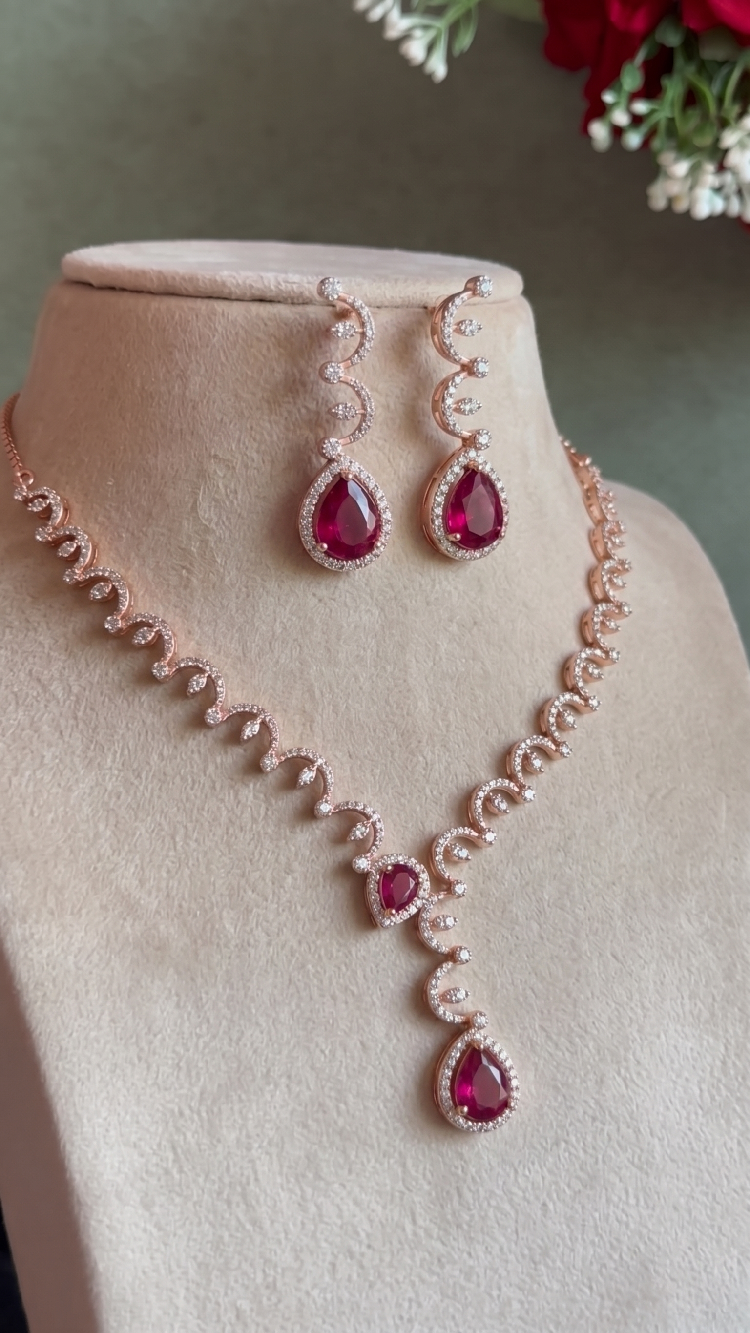 Graceful Ruby and Diamond Vine Set