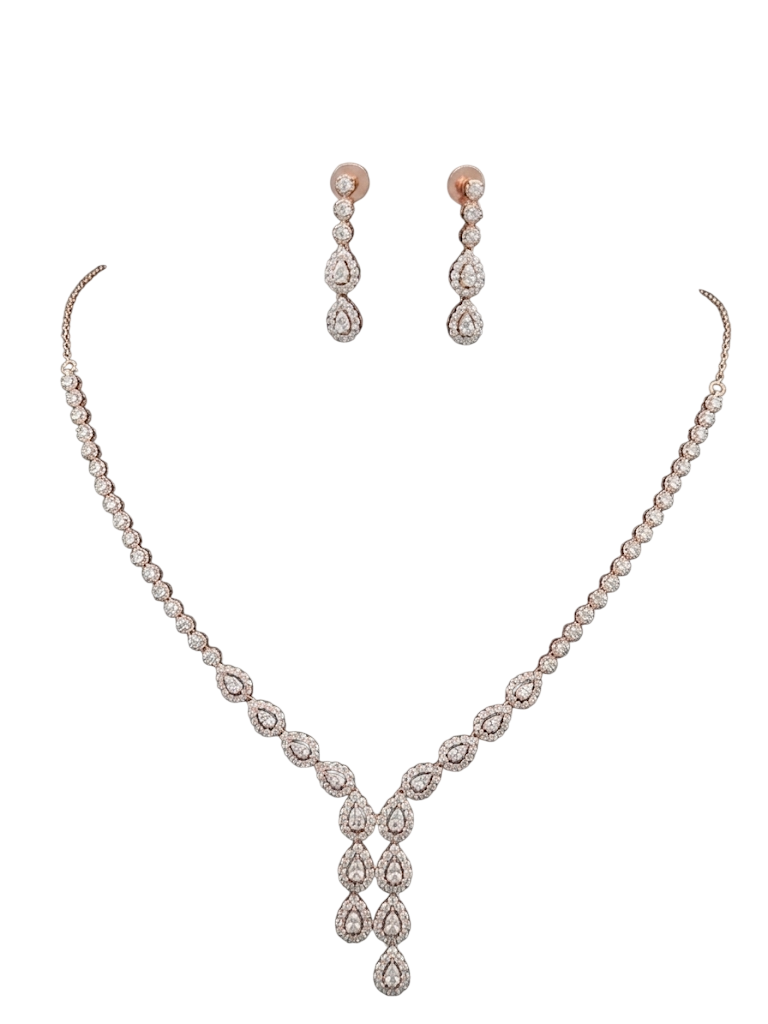 Name Dainty Pavé Teardrop Cascade Necklace Set