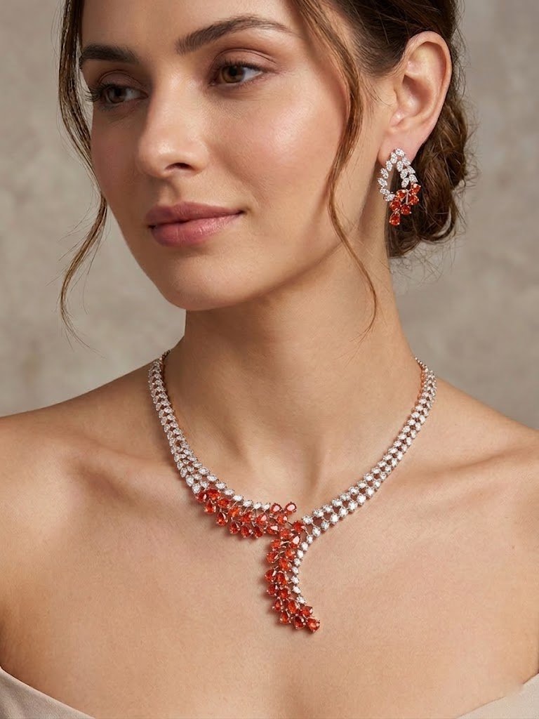 Radiant Ruby and Diamond Botanical Statement Set