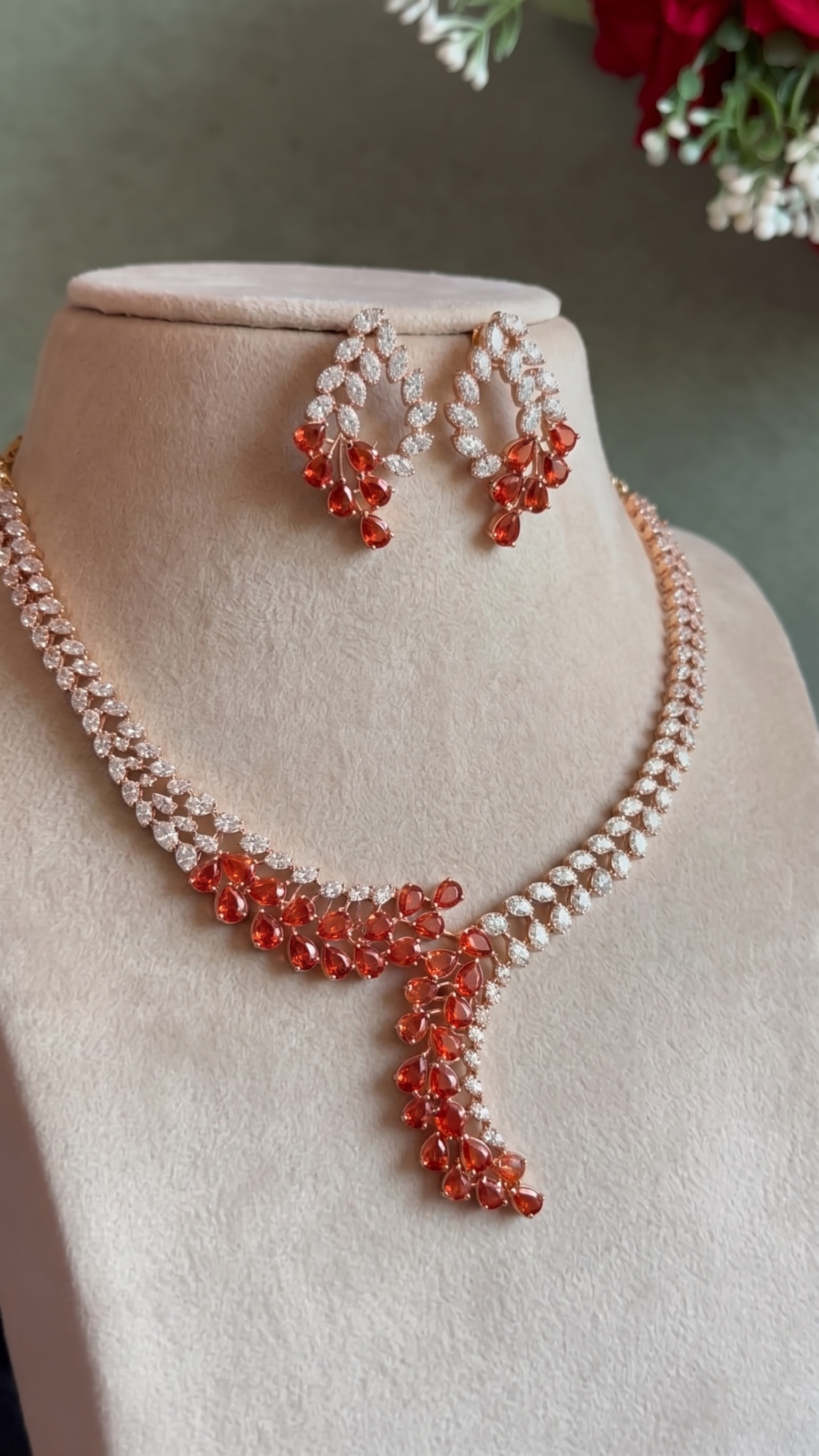 Radiant Ruby and Diamond Botanical Statement Set