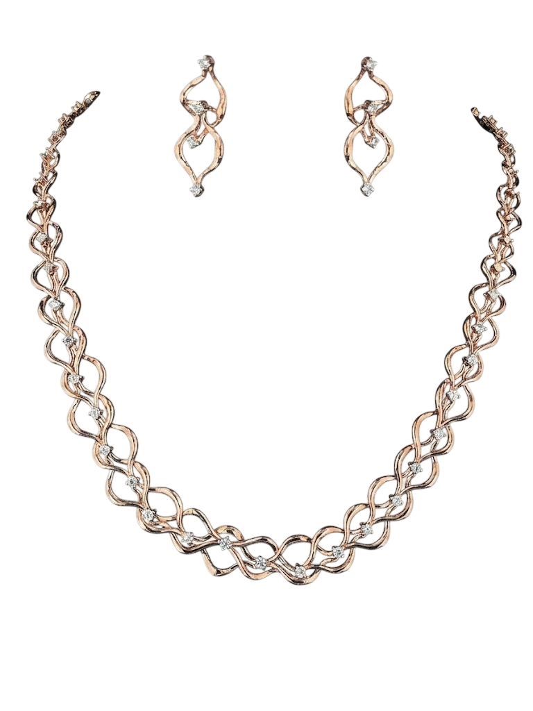 Interwoven Sculptural Pavé Necklace and Earring Set